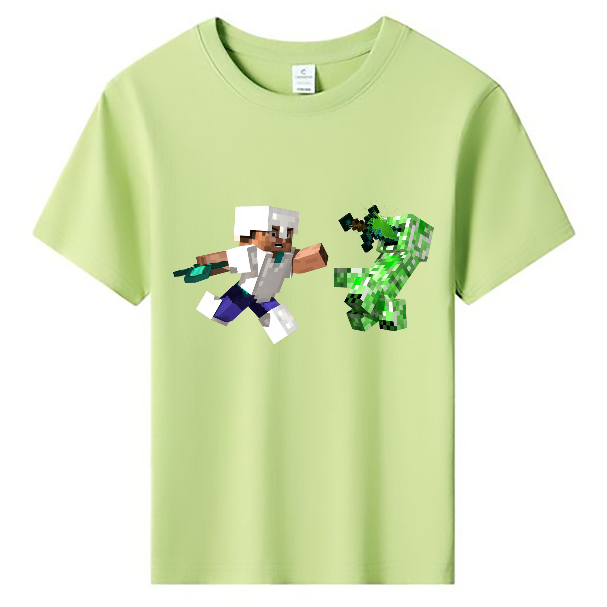 （画像用） マインクラフト ブロックの世界 Minecraft MC Block world 綿100％キッズTシャツ（フロントプリント）